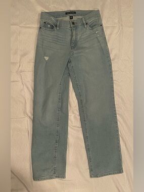Calvin Klein Jeans Distressed High Rise Straight Jeans Light Blue Denim Women's